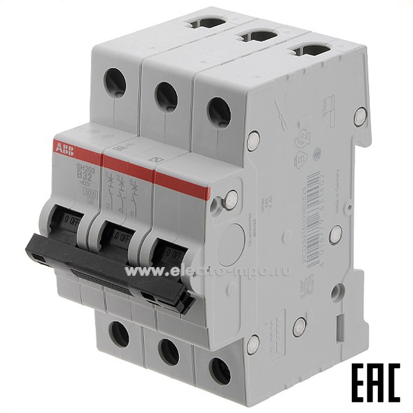 К6067. Автоматический выключатель SH203 B32А/3п/ 6,0кА на Din-рейку 2CDS213001R0325 B32 (АВВ)