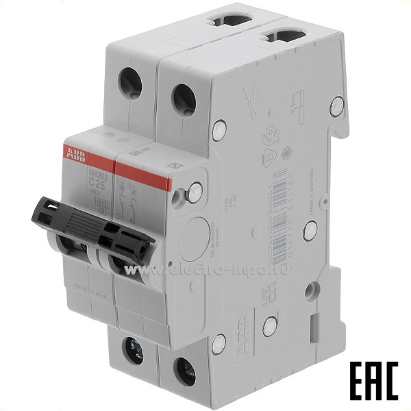 К6330. Автоматический выключатель SH202 C25А/2п/ 6,0кА на Din-рейку 2CDS212001R0254 C25 (АВВ)