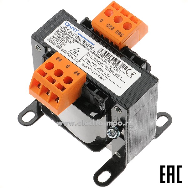 Б4351. Трансформатор 255482  NDK-50  380_220В/24В*2  50ВА понижающий (CHINT)