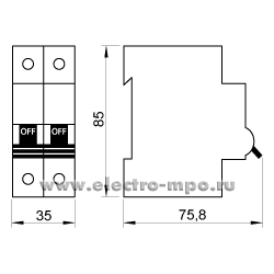 К6011. Автоматический выключатель S202 B6А/2п/ 6,0кА на Din-рейку 2CDS252001R0065 B6 (АВВ)
