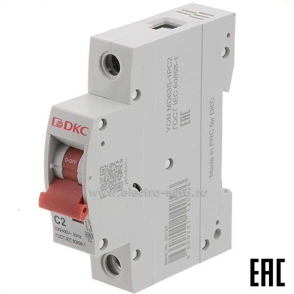 А2002. Автоматический выключатель YON max MD63S-1PC2 2А/1п/ 4,5кА на Din-рейку (ДКС)