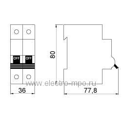 К9626. Автоматический выключатель DZ47-60 188032 /2P/ C40A 4,5 кА (CHINT)