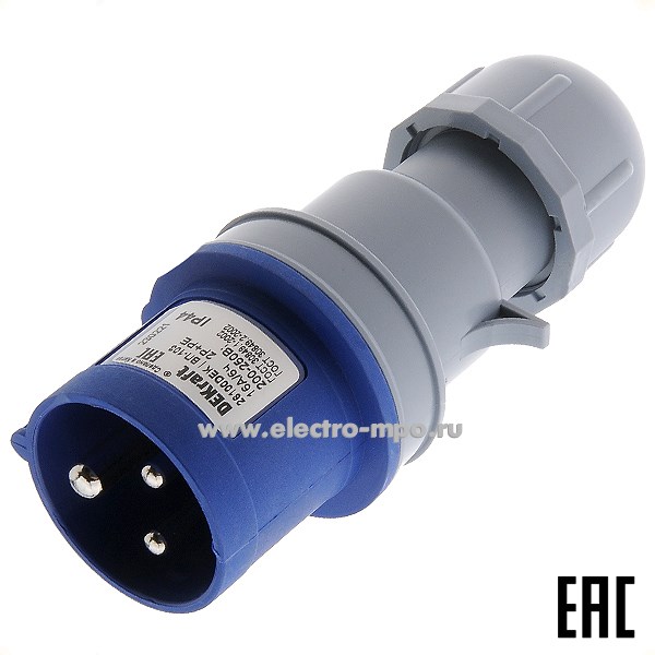 Р4800. Вилка кабельная ВП-103  26100DEK 16А 220В 2P+PE IP44 CEE013-6 (DEKraft)