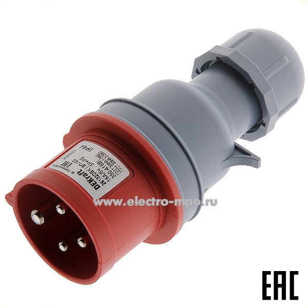 Р4802. Вилка кабельная ВП-103  26102DEK 16А 380В 3P+PE IP44 CEE014-6 (DEKraft)