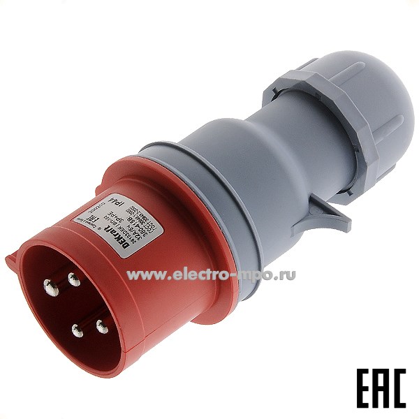 Р4803. Вилка кабельная ВП-103  26103DEK 32А 380В 3P+PE IP44 CEE024-6 (DEKraft)