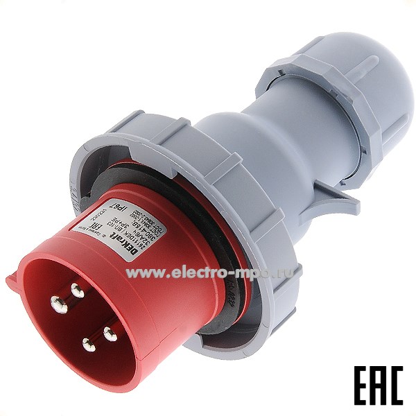 Р4811. Вилка кабельная ВП-103  26111DEK 32А 380В 3P+PE IP67 CEE024W-6 (DEKraft)