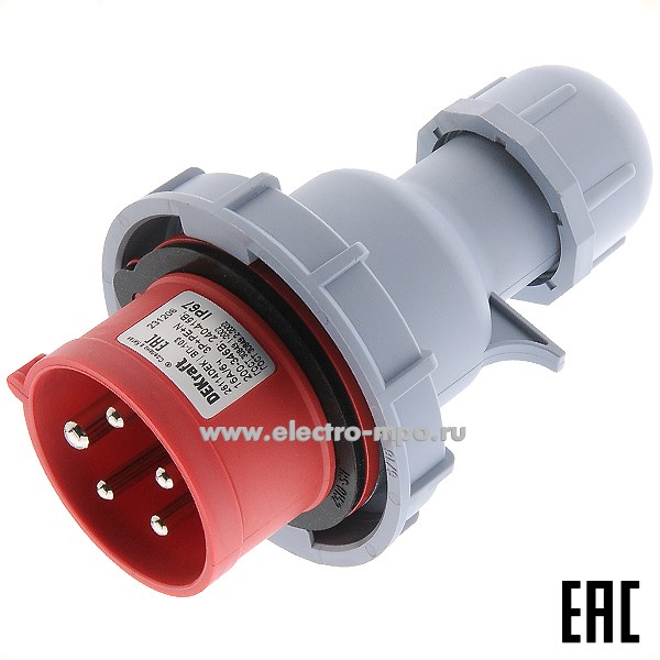 Р4814. Вилка кабельная ВП-103  26114DEK 16А 380В 3P+PE+N IP67 CEE015W-6 (DEKraft)
