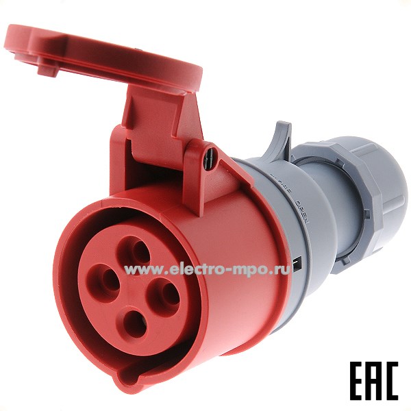 Р4822. Розетка кабельная РП-103  26132DEK 16А 380В 3P+PE IP44 CEE214-6 (DEKraft)