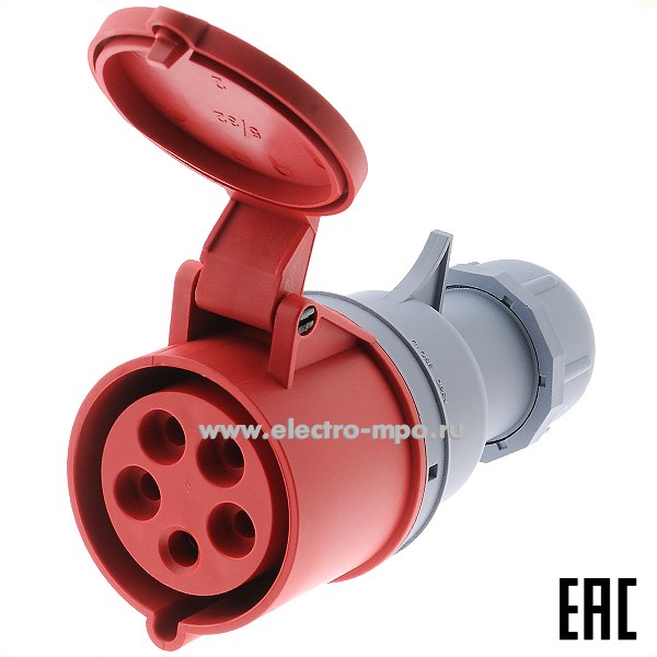 Р4825. Розетка кабельная РП-103  26135DEK 32А 380В 3P+PE+N IP44 CEE225-6 (DEKraft)