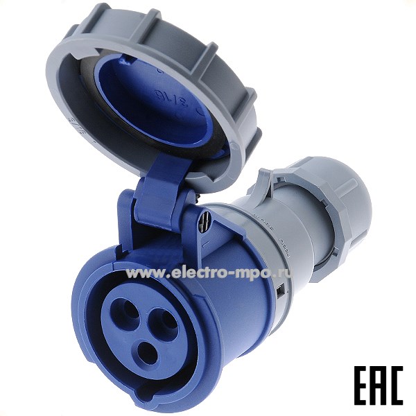 Р4826. Розетка кабельная РП-103  26136DEK 16А 220В 2P+PE IP67 CEE213W-6 (DEKraft)