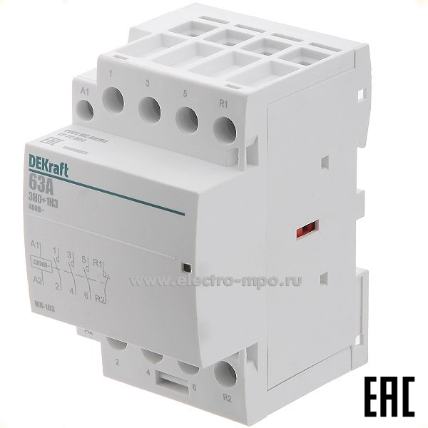 А7523. Контактор модульный МК103-063A-230B-31 18089DEK 63А 3з+1р  230В на Din-рейку (DEKraft)