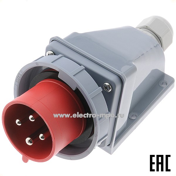 Р4850. Вилка стационарная ВС-103  26170DEK 125А 380В 3P+PE IP67 CEE544W-6 (DEKraft)