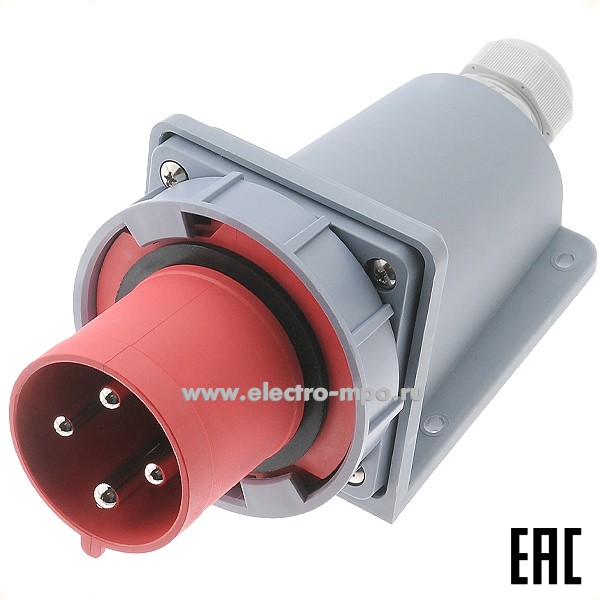 Р4849. Вилка стационарная ВС-103  26169DEK 63А 380В 3P+PE IP67 CEE534W-6 (DEKraft)