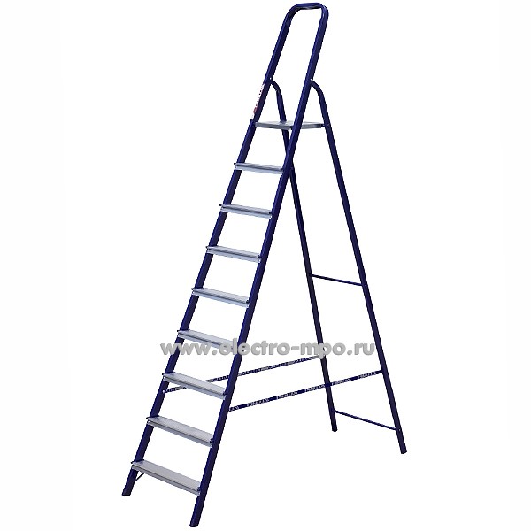В62. Стремянка М8409 профессиональная стальная 9 ступеней (Алюмет Россия)