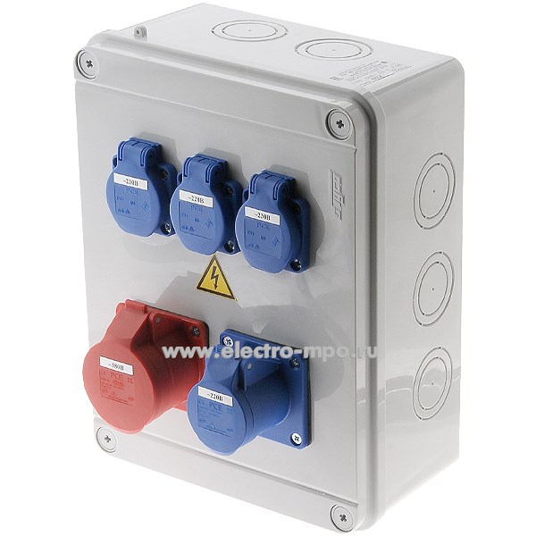 Б5805. Щит ЩР2-3130-5-44УХЛ4 63А переносной IP44 с розет. 3х220В-16А 1х220В-16А 1х380В-16А (МПО Электромон
