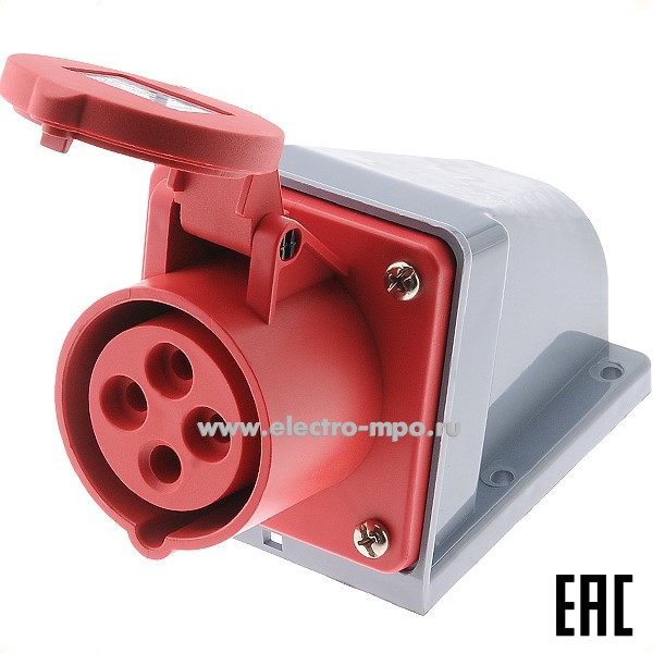 Р4862. Розетка стационарная РС-103  26192DEK 16А 380В 3P+PE IP44 CEE114-6 (DEKraft)