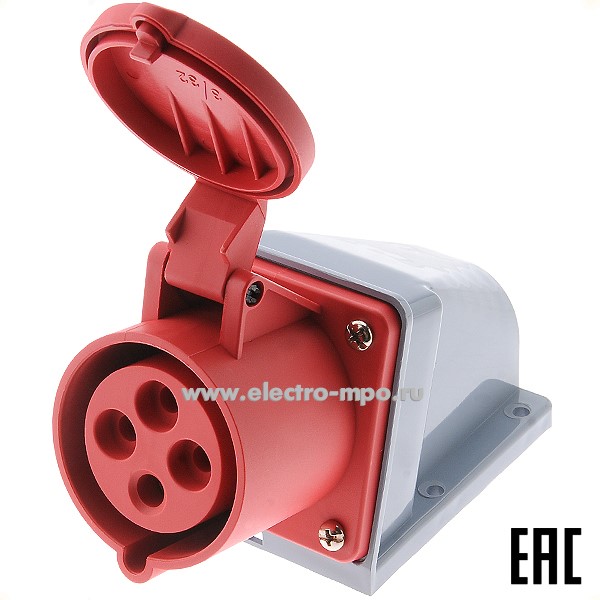 Р4863. Розетка стационарная РС-103  26193DEK 32А 380В 3P+PE IP44 CEE124-6 (DEKraft)