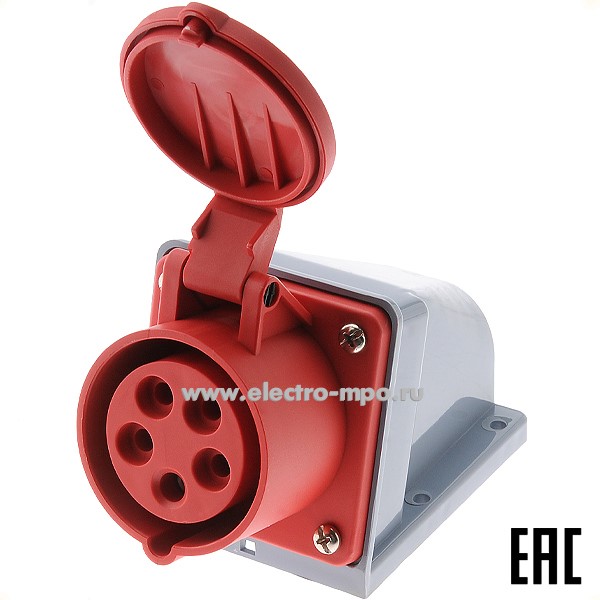 Р4864. Розетка стационарная РС-103  26194DEK 16А 380В 3P+PE+N IP44 CEE115-6 (DEKraft)