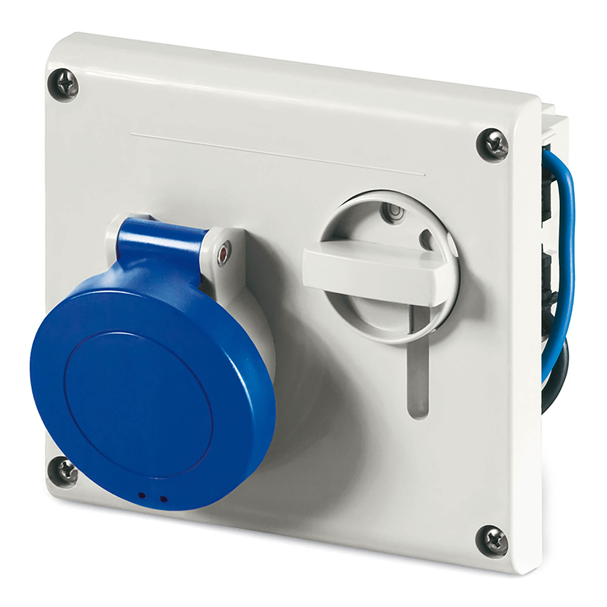Р57. Розетка DIS4001683 панельная с механической блокировкой и верхним расположением разъема IP44  (ДКС)