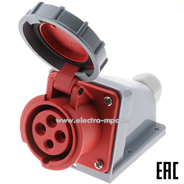 Р4870. Розетка стационарная РС-103  26200DEK 16А 380В 3P+PE IP67 CEE114W-6 (DEKraft)