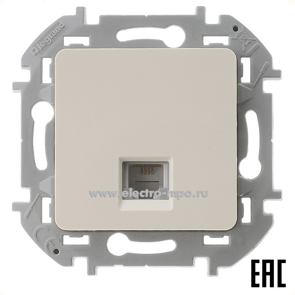 Ю5763. Механизм Inspiria 673821 телефонной розетки 1 вход 4 контакта с/п слоновая кость (Legrand/Daccord)