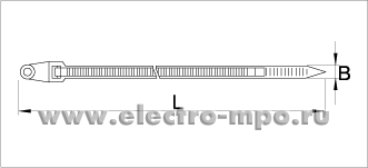 Г6999. Хомут 252380-Н гибкий 7,8х380мм белый с отверстием диаметром 5мм под винт (ДКС Италия)
