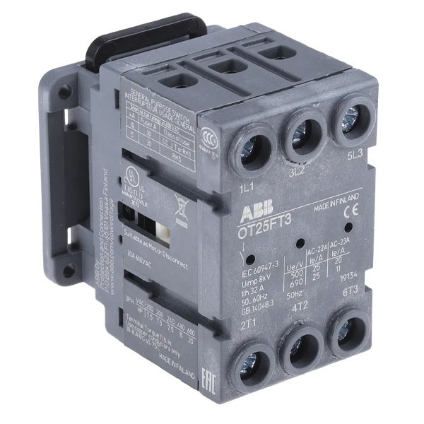 Б45. Рубильник OT25FT3 до 25А 3х-полюсный дверного монтажа (без ручки)  1SCA104884R1001 (ABB)