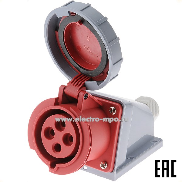 Р4871. Розетка стационарная РС-103  26201DEK 32А 380В 3P+PE IP67 CEE124W-6 (DEKraft)