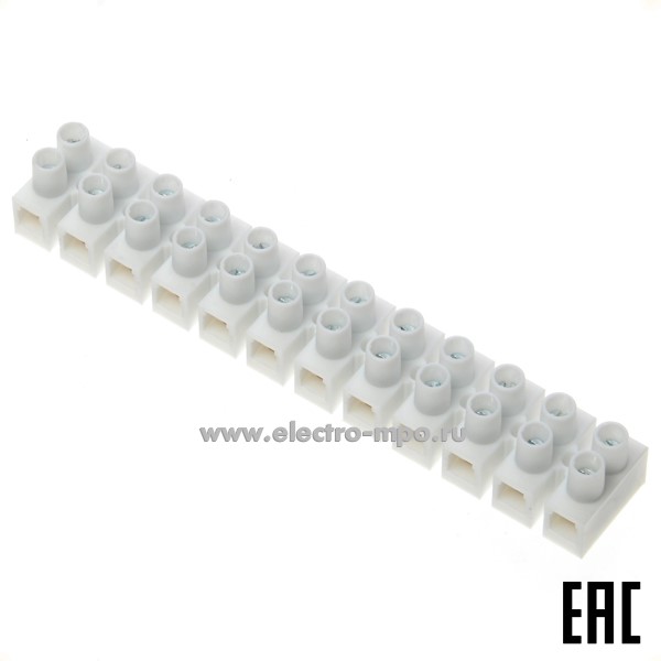 К4592. Блок TYP412_HA клеммный полиамид 12 пар винтовых клемм 6 кв.мм белый (Kopos Kolin Чехия)