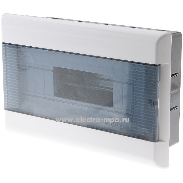 Е0413. Бокс 68112 белый встраиваемый на 12 модуля с клеммником прозрачная дверь IP40 (Рувинил)