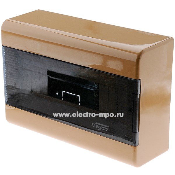 Е0928. Бокс 68012К коричневый на 12 модулей с клеммником и прозрачной дверцей IP40 (Рувинил Москва)