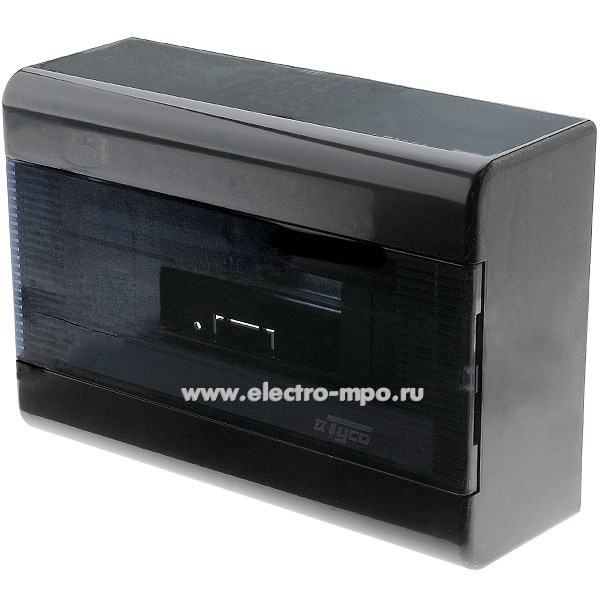 Е0929. Бокс 68012Ч черный на 12 модулей с клеммником и прозрачной дверцей IP40 (Рувинил Москва)