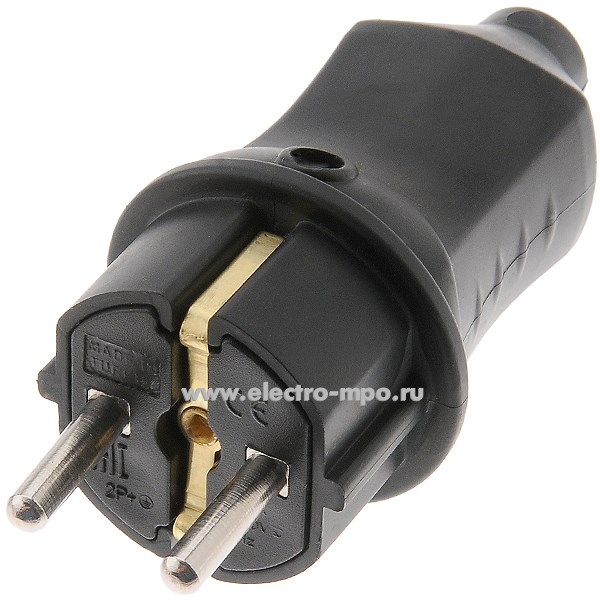 Р6666. Вилка 111-001-4 кабельная прямая "евро" влагозащищенная каучук IP44 16А (PROconnect)