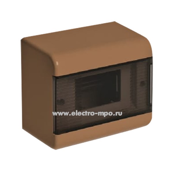Е0916. Бокс 68026К коричневый на 6 модулей с клеммником с прозрачной дверцей IP40 (Рувинил Москва)
