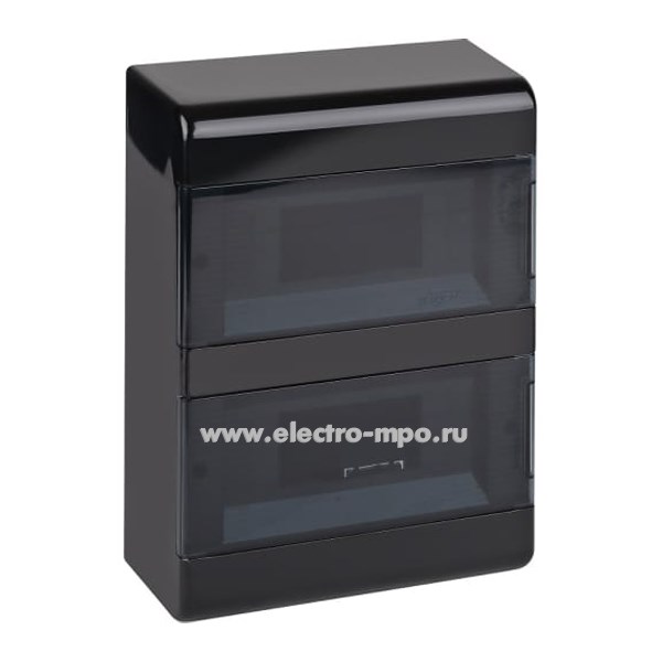 Е0935. Бокс 68018Ч черный на 18 модулей с клеммниками и прозрачными дверцами IP40 (Рувинил Москва)