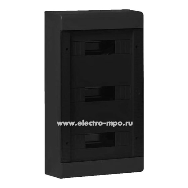 Е0948. Бокс 68036Ч черный на 36 модулей с клеммником прозрачная дверь IP40 (Рувинил Москва)