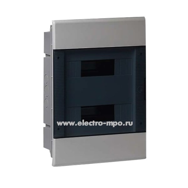 Е0420. Бокс 68124СП серый встраиваемый на 24 модуля с клеммником прозрачная дверь IP40 (Рувинил)