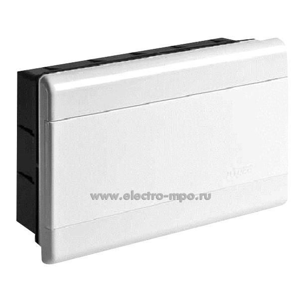 Е0412. Бокс 68129Б белый встраиваемый на 9 модулей с клеммником непрозрачная дверь IP40 (Рувинил)