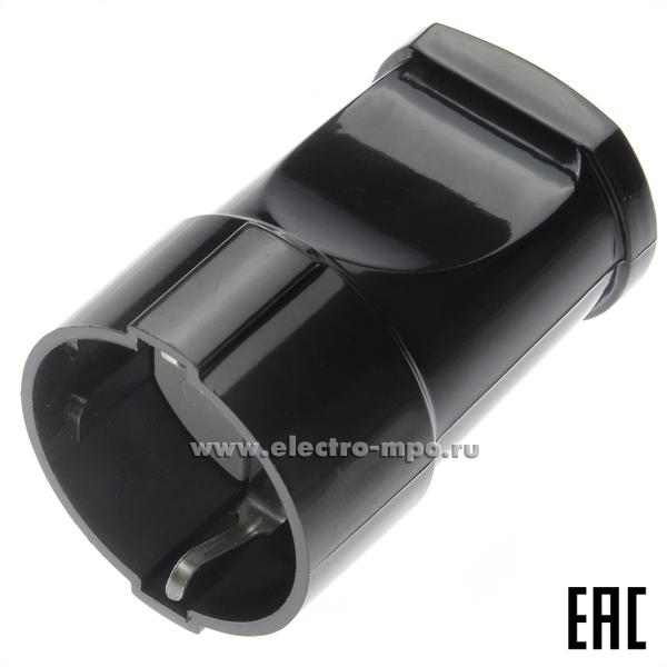 Р3862. Розетка Rx2-B Б0039683 "евр" штепсельная черная (ЭРА Китай)