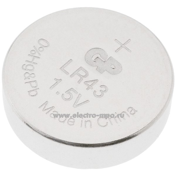 С6561. Элемент питания 186-BC10 (LR43) 1,5В 70 мА/ч дисковый алкалиновый (GP)