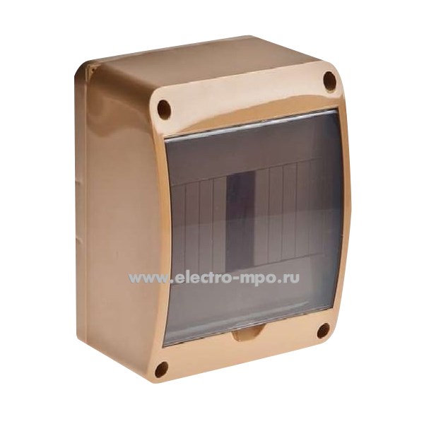 Е0912. Бокс 68306К коричневый на 6 модулей без клеммника с прозрачной дверцей IP40 (Рувинил Москва)
