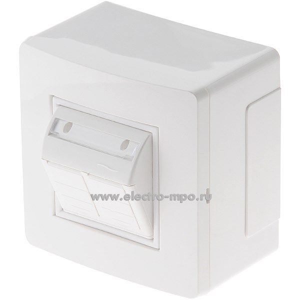 Ю1896. Коробка Brava 10656 в сборе с 2 розетками RJ45, кат.5е (телефон/компьютер) белая (ДКС Тверь)