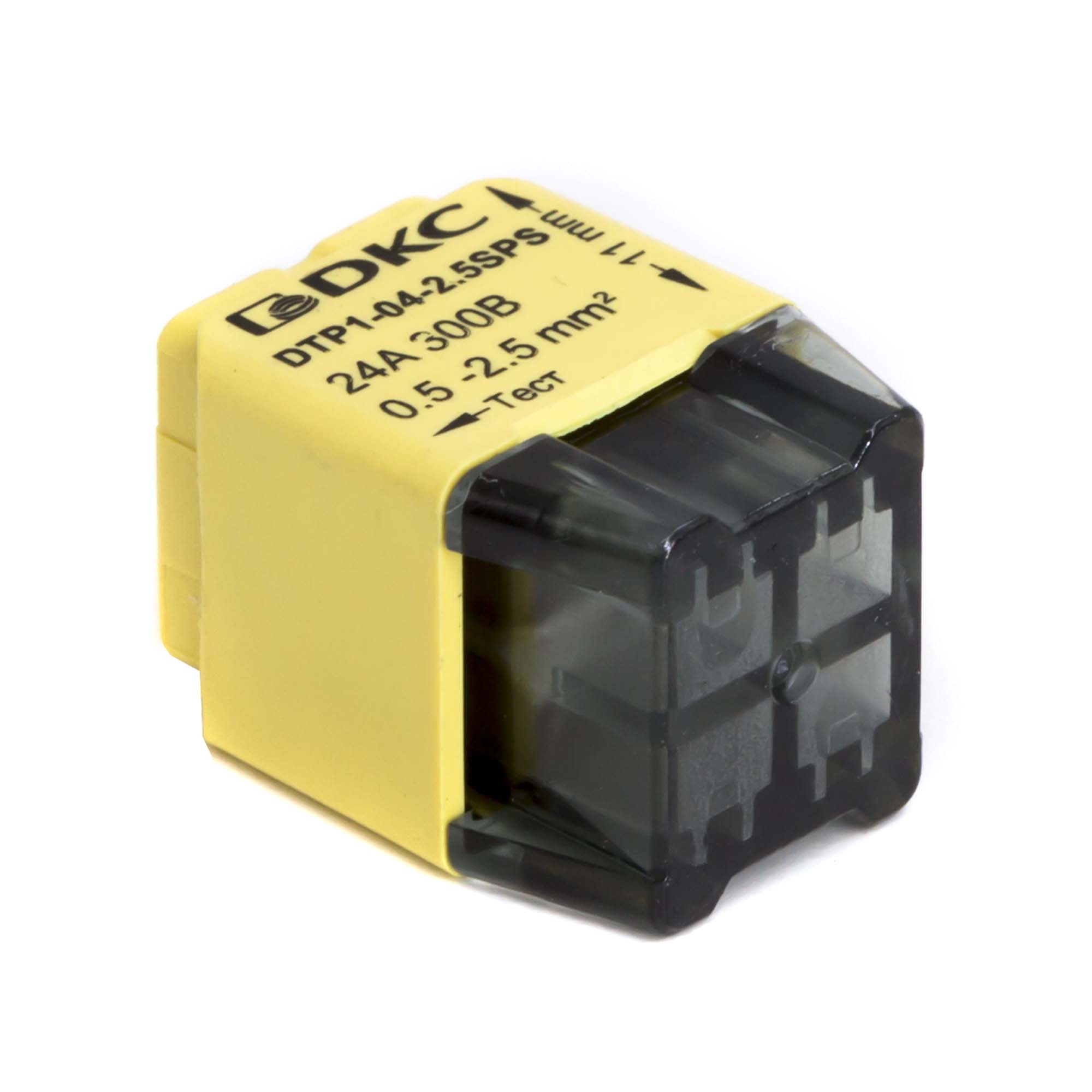 Э16. Клеммная DTP1-04-2.5SPS колодка на 4 проводника до 2,5 кв. мм. на токи до 24А (ДКС)