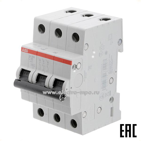 К6341. Автоматический выключатель SH203 C6А/3п/ 6,0кА на Din-рейку 2CDS213001R0064 C6 (АВВ)