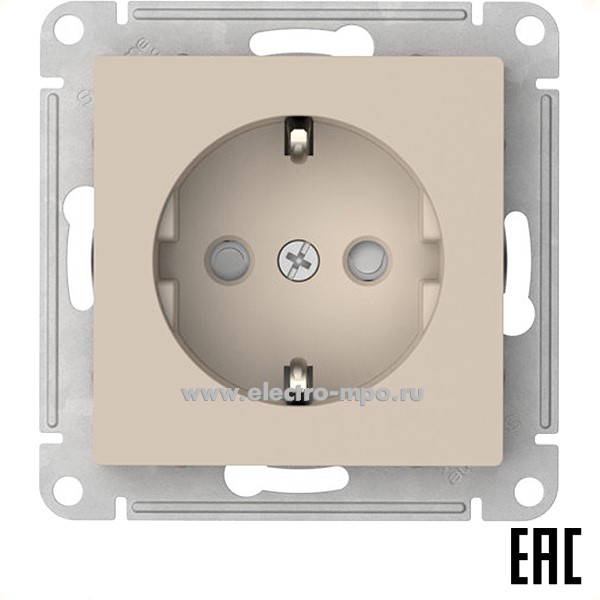Ю52. Механизм AtlasDesign ATN001245S розетки "евро" со шторками безвинт. зажим. с/п песочный (SE)