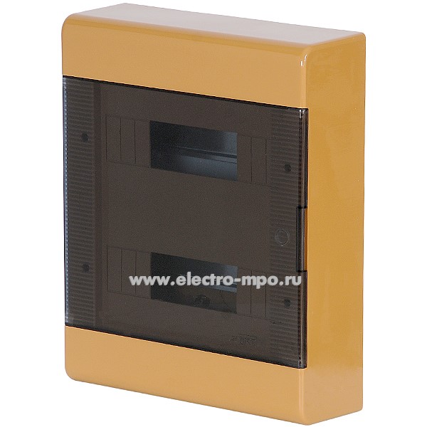 Е0938. Бокс 68324К коричневый на 24 модуля с клеммником с прозрачной дверцей IP40 (Рувинил Москва)