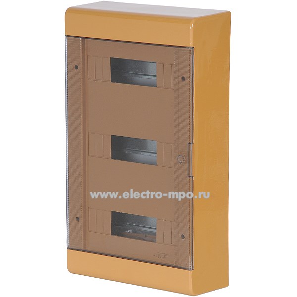 Е0947. Бокс 68036К коричневый на 36 модулей с клеммником прозрачная дверь IP40 (Рувинил Москва)