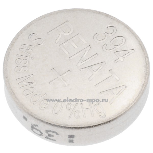 С6637. Элемент питания 394 (SR936SW) 1,55В 84мА/ч дисковый серебряно-цинковый (Renata)
