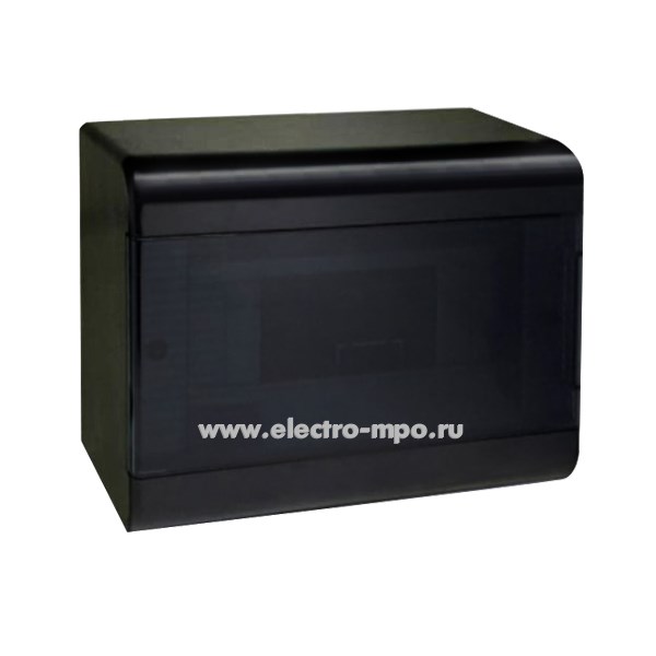 Е0923. Бокс 68029Ч черный на 9 модулей с клеммником и прозрачной дверцей IP40 (Рувинил Москва)