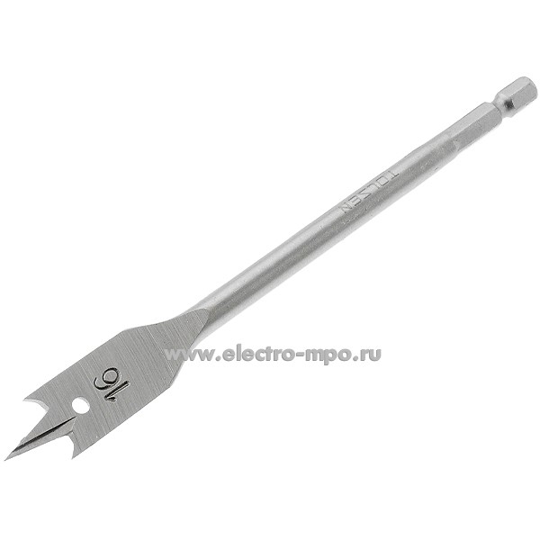 И8683. Сверло 16х152мм 75637 плоскофрезерное по дереву с шестигранным хвостовиком (Tolsen Китай)